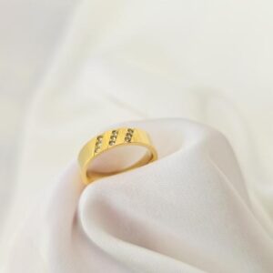Stainless Steel Gold Plated Zircon Ladies Ring