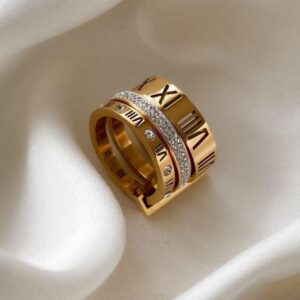 Stainless Steel Zircon Women Ring