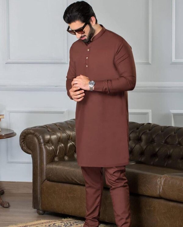 Wash And Wear Men's Plain Purple Suit
