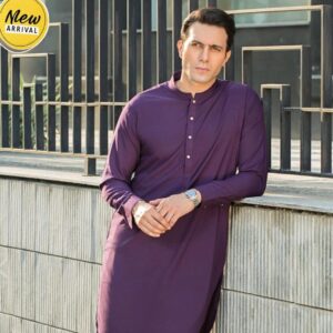 Wash And Wear Men's Plain Purple Suit