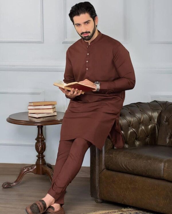 Wash And Wear Men's Plain Purple Suit