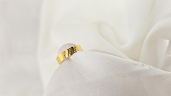 Stainless Steel Gold Plated Zircon Ladies Ring
